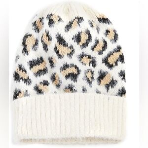 Hatattack Women's Leopard Print Beanie - Ivory Leapord